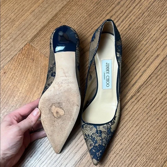 Blue Jimmy Choo Lace Pumps